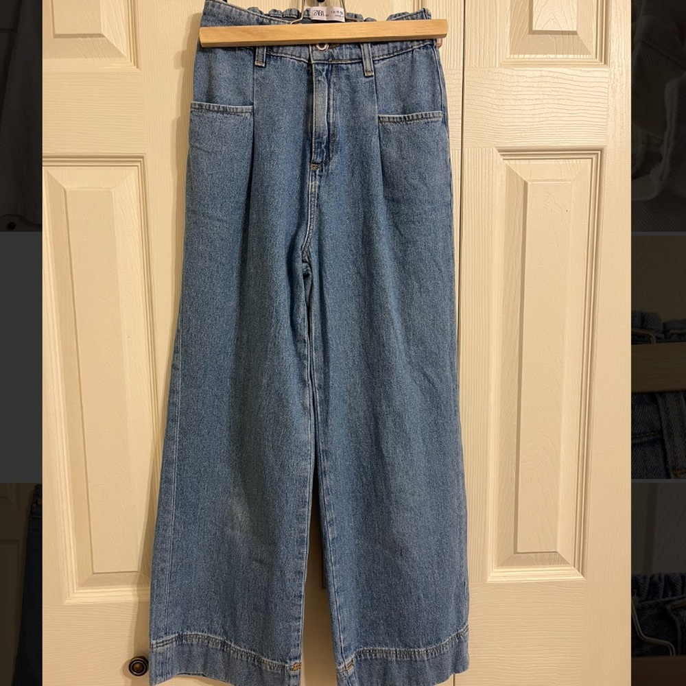 Zara girls wide legged blue jeans 11/12